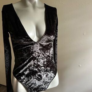 Elegant Black Velvet Bodysuit